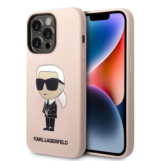 MagSafe Hülle für Apple iPhone 14 Pro, Karl Lagerfeld, Silicone Ikonik Karl, Rosa