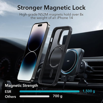 Coque MagSafe pour Apple iPhone 14 Pro Max, ESR, Classic Hybrid, Noir Satiné