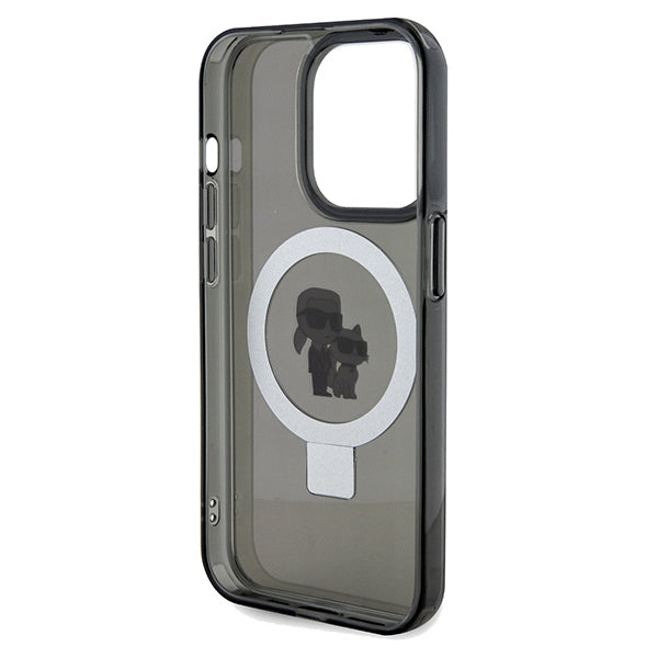 Coque MagSafe pour Apple iPhone 14 Pro Max, Karl Lagerfeld, Ring Stand Karl & Choupette, Noire