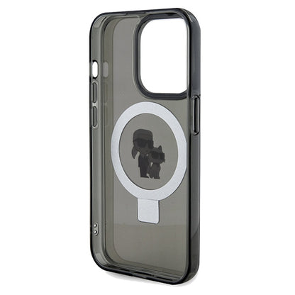 Coque MagSafe pour Apple iPhone 14 Pro Max, Karl Lagerfeld, Ring Stand Karl & Choupette, Noire