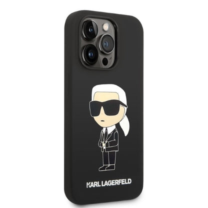 Coque MagSafe pour Apple iPhone 14 Pro Max, Karl Lagerfeld, Silicone Ikonik Karl, Noire
