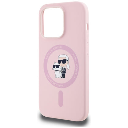 Coque MagSafe pour Apple iPhone 14 Pro Max, Karl Lagerfeld, Silicone Karl & Choupette, Rose