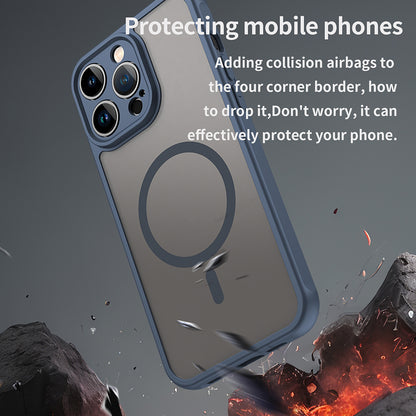 Coque MagSafe pour Apple iPhone 14 Pro Max, Techsuit, HaloFrost II, Bleu marine