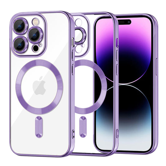 MagSafe-Hülle für Apple iPhone 14 Pro Max, Techsuit, Luxury Crystal, Hellviolett