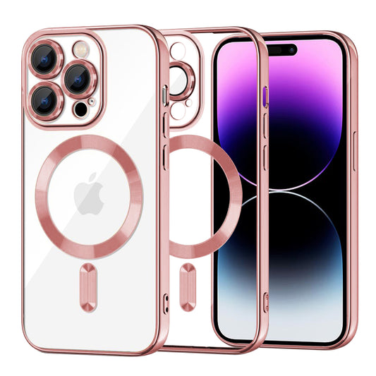 Coque MagSafe pour Apple iPhone 14 Pro Max, Techsuit, Luxury Crystal, Rose
