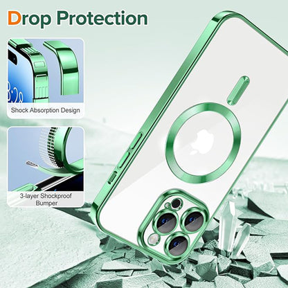 Coque MagSafe pour Apple iPhone 14 Pro Max, Techsuit, Luxury Crystal, Vert Clair