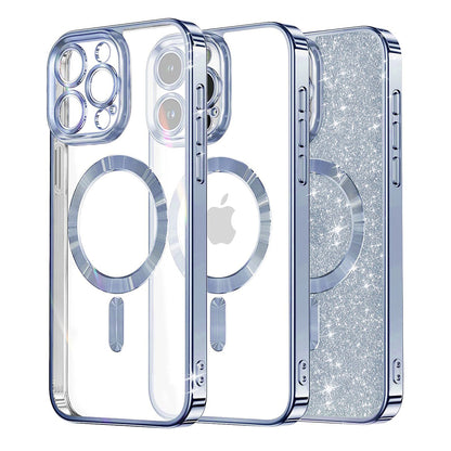 Coque MagSafe pour Apple iPhone 14 Pro Max, Techsuit, Luxury Glitter, Bleu