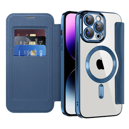 Coque MagSafe pour Apple iPhone 14 Pro Max, Techsuit, SmartMag Book, Bleue