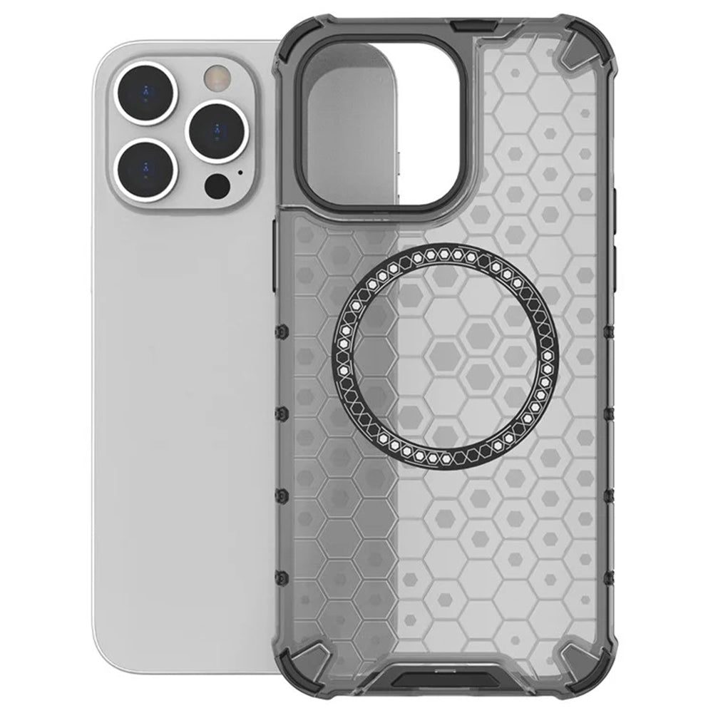 MagSafe Case for Apple iPhone 14 Pro, Techsuit, HoneyComb Shield, White