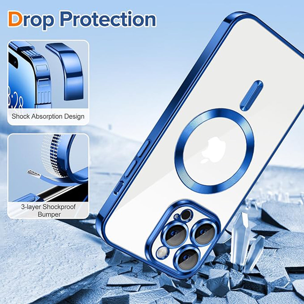 MagSafe Case for Apple iPhone 14 Pro, Techsuit, Luxury Crystal, Dark Blue