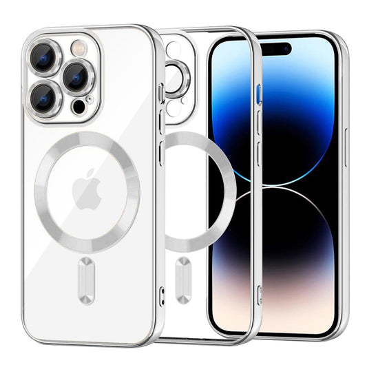 MagSafe-Hülle für Apple iPhone 14 Pro, Techsuit, Luxury Crystal, Silber