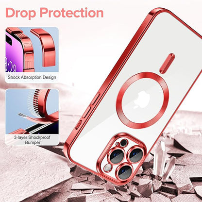 MagSafe-Hülle für Apple iPhone 14 Pro, Techsuit, Luxury Crystal, Rot