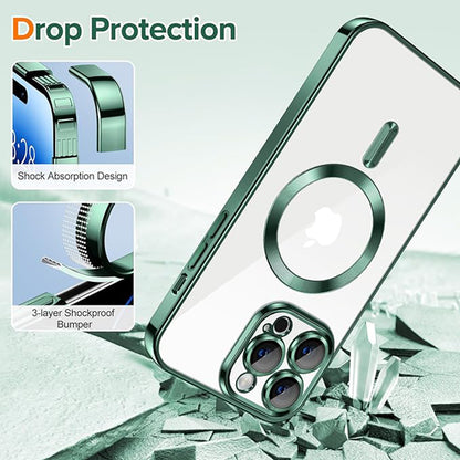 MagSafe-Hülle für Apple iPhone 14 Pro, Techsuit, Luxury Crystal, Dunkelgrün