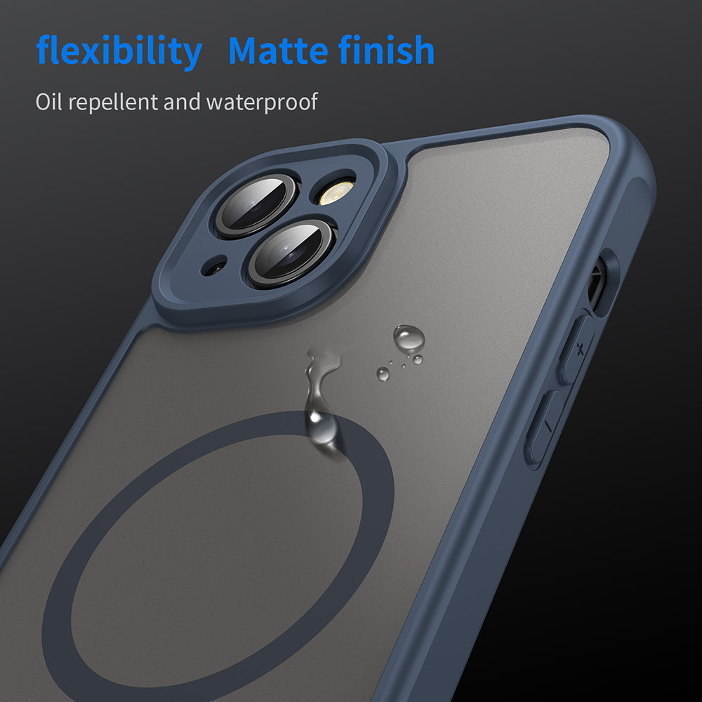 MagSafe Case for Apple iPhone 14, Techsuit, HaloFrost II, Navy Blue