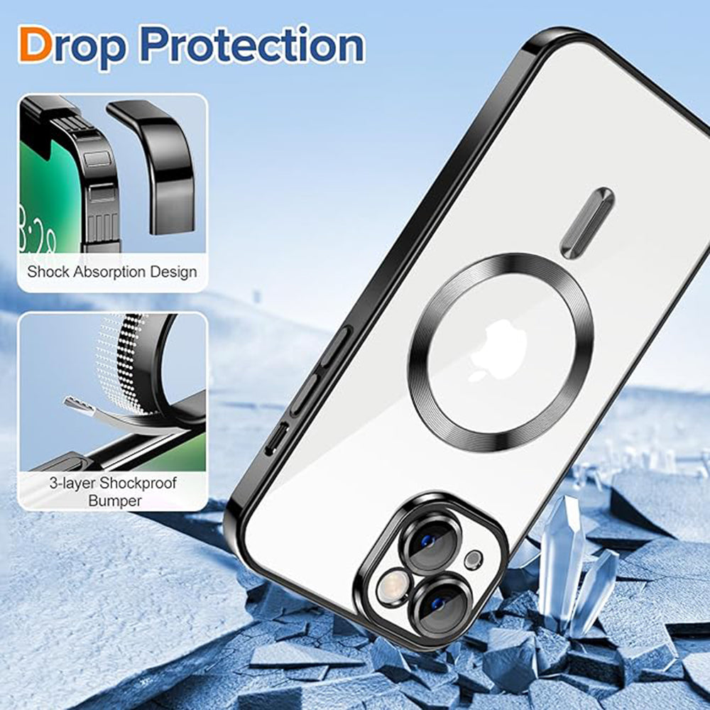 Coque MagSafe pour Apple iPhone 14, Techsuit, Luxury Crystal, Noire