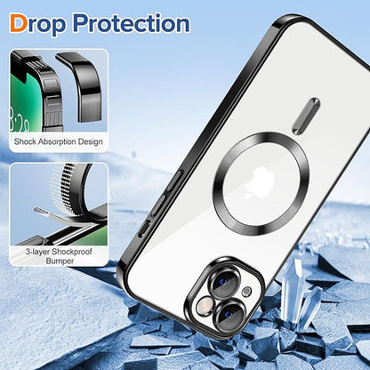 Coque MagSafe pour Apple iPhone 14, Techsuit, Luxury Crystal, Noire