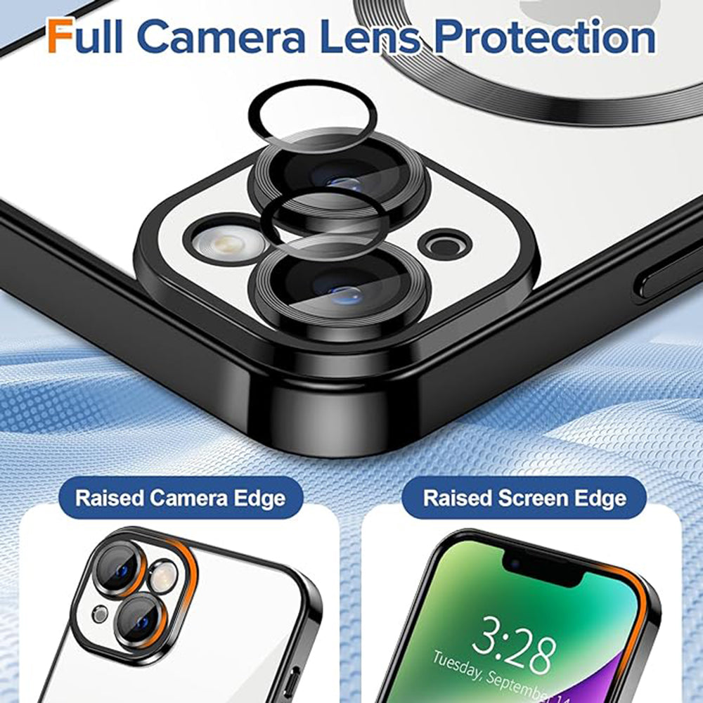 Coque MagSafe pour Apple iPhone 14, Techsuit, Luxury Crystal, Noire