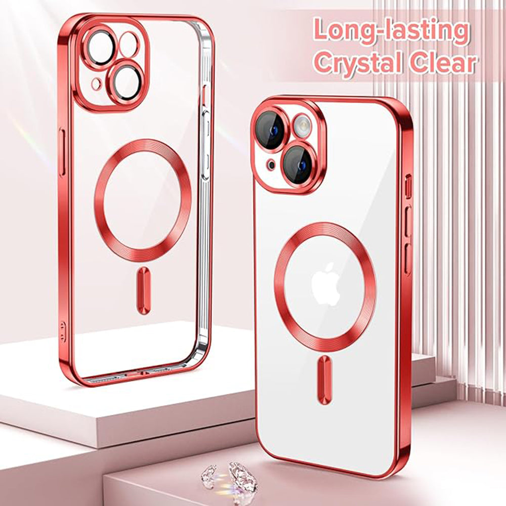 MagSafe-Hülle für Apple iPhone 14, Techsuit, Luxury Crystal, Rot