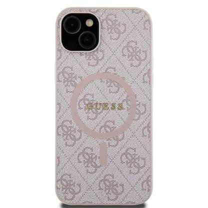 Coque MagSafe pour Apple iPhone 15, Guess, Collection 4G, Rose.