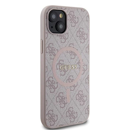 Coque MagSafe pour Apple iPhone 15, Guess, Collection 4G, Rose.