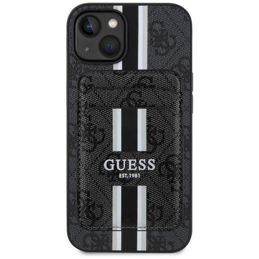 Étui MagSafe pour Apple iPhone 15, Guess, Cardslot 4G Stripes, Noir