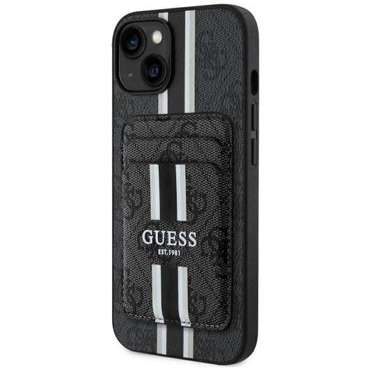 Étui MagSafe pour Apple iPhone 15, Guess, Cardslot 4G Stripes, Noir