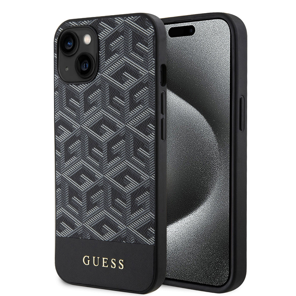Coque MagSafe pour Apple iPhone 15, Guess, GCube Stripes, Noire