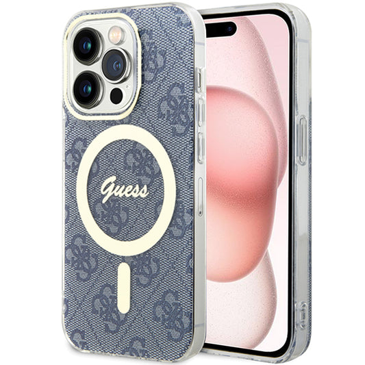 Coque MagSafe pour Apple iPhone 15, Guess, IML 4G, Bleue