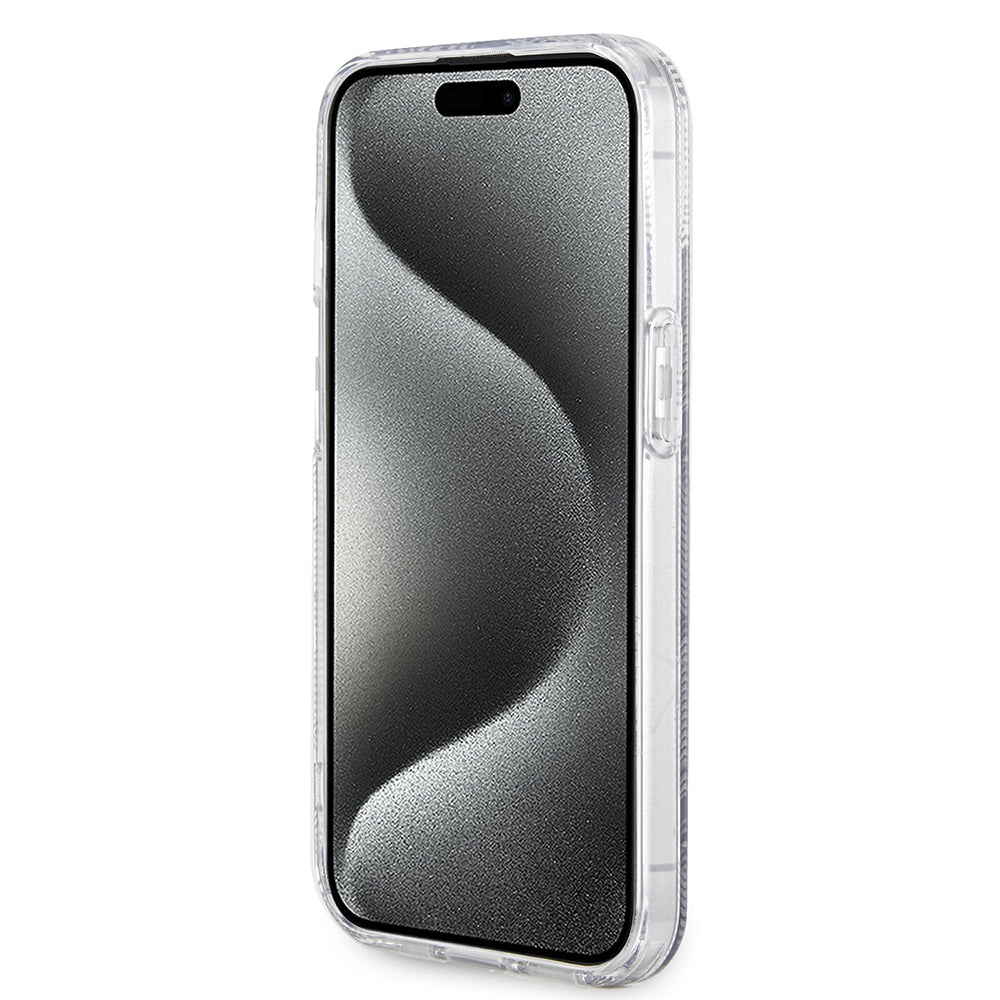 MagSafe Hülle für Apple iPhone 15, Guess, IML Gcube, Schwarz