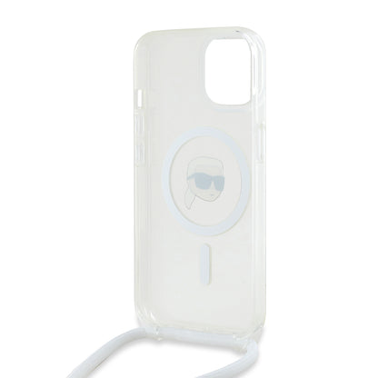 Coque MagSafe pour Apple iPhone 15, Karl Lagerfeld, IML Crossbody Karl's Head, Transparente
