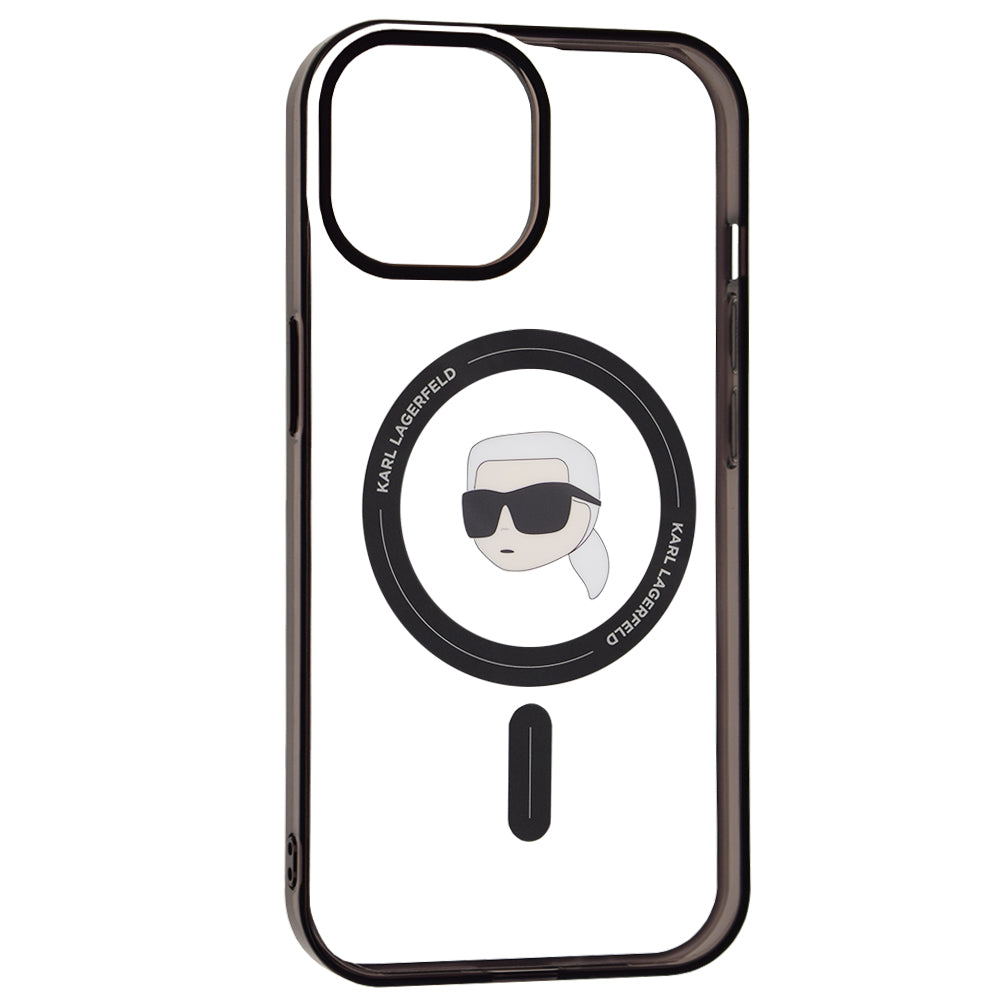 Coque MagSafe pour Apple iPhone 15, Karl Lagerfeld, IML Karl's Head, Transparente