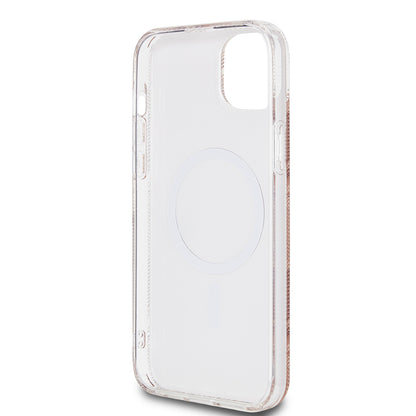 MagSafe Hülle für Apple iPhone 15 Plus, Guess, IML Gcube, Braun