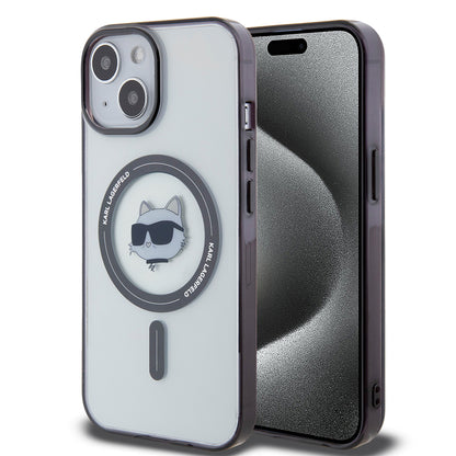 MagSafe Case for Apple iPhone 15 Plus, Karl Lagerfeld, IML Choupette's Head, Transparent