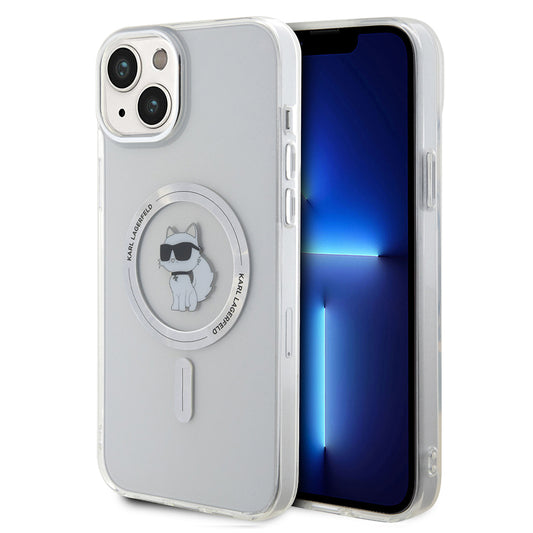 Coque MagSafe pour Apple iPhone 15 Plus / 14 Plus, Karl Lagerfeld, IML Choupette, Transparente