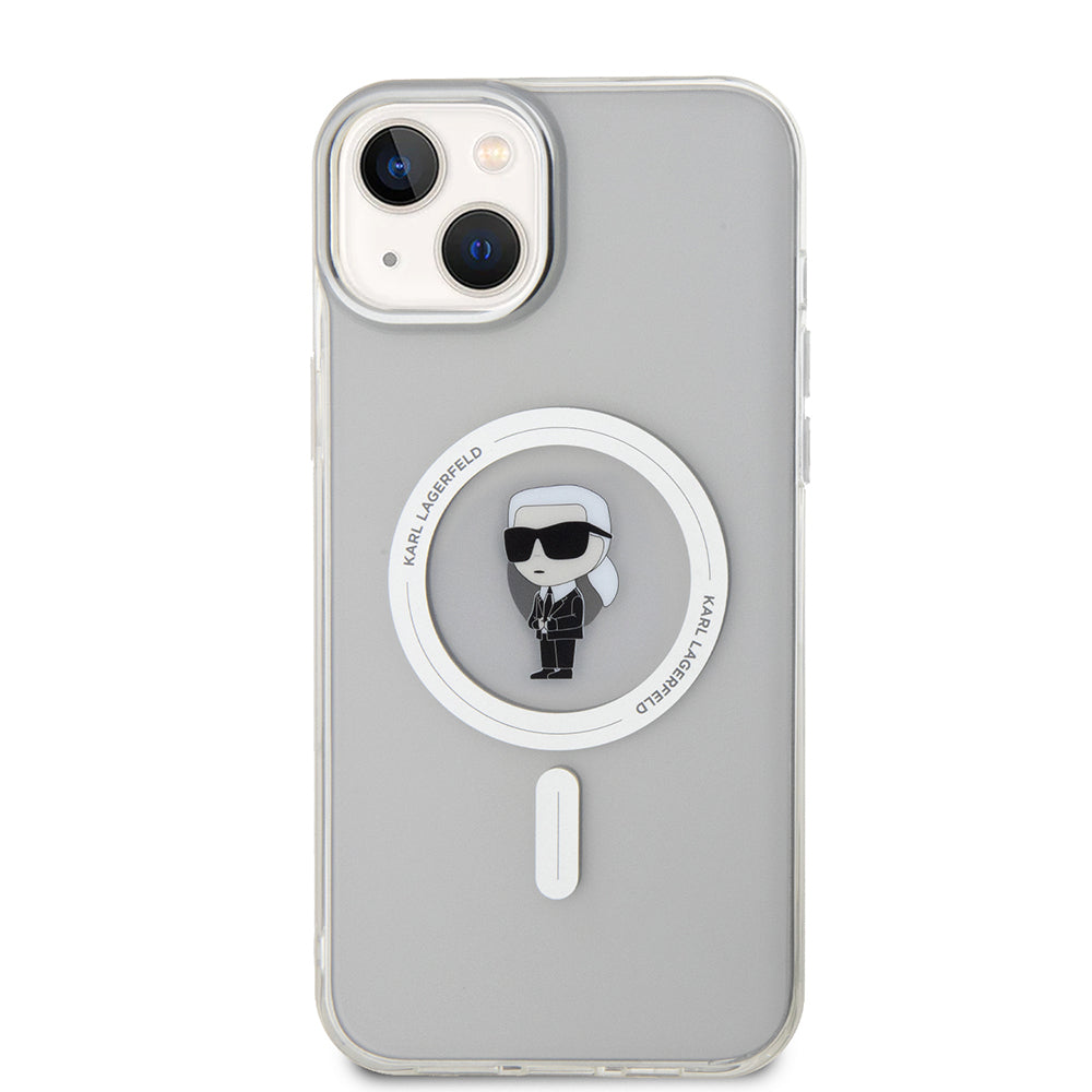 MagSafe Case for Apple iPhone 15 Plus, Karl Lagerfeld, IML Ikonik Karl, Transparent