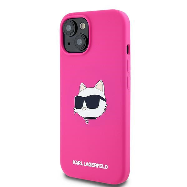 MagSafe Hülle für Apple iPhone 15 Plus, Karl Lagerfeld, Silikon Choupette's Head, Fuchsia