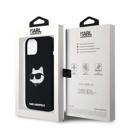 MagSafe Hülle für Apple iPhone 15 Plus, Karl Lagerfeld, Silikon Choupette's Head, Schwarz
