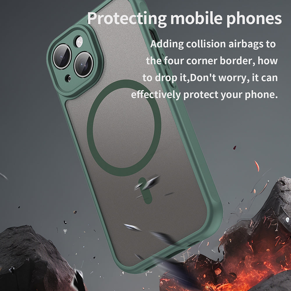 MagSafe Case for Apple iPhone 15 Plus, Techsuit, HaloFrost II, Green