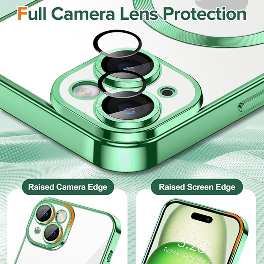 Coque MagSafe pour Apple iPhone 15 Plus, Techsuit, Luxury Crystal, Vert Clair