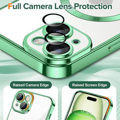 Coque MagSafe pour Apple iPhone 15 Plus, Techsuit, Luxury Crystal, Vert Clair