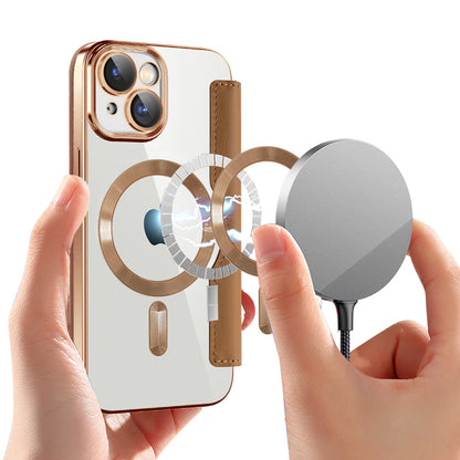 Coque MagSafe pour Apple iPhone 15 Plus, Techsuit, SmartMag Book, Marron