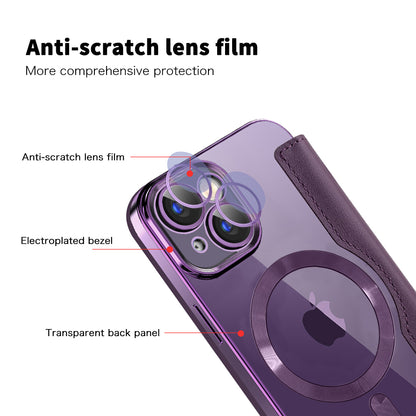 Coque MagSafe pour Apple iPhone 15 Plus, Techsuit, SmartMag Book, Violet