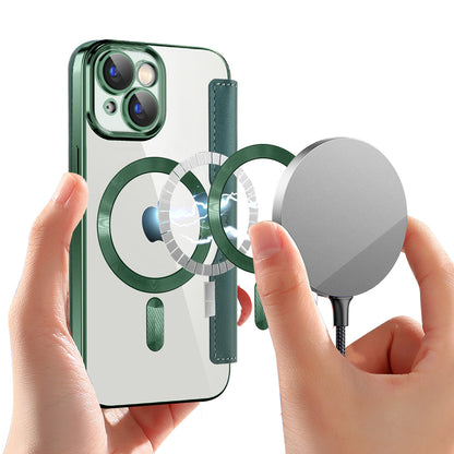 MagSafe Case for Apple iPhone 15 Plus, Techsuit, SmartMag Book, Green