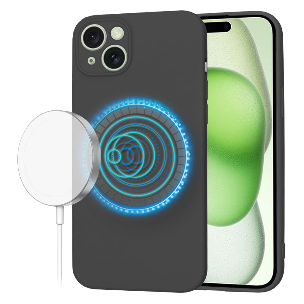 MagSafe-Hülle für Apple iPhone 15 Plus, Techsuit, SoftFlex, Schwarz