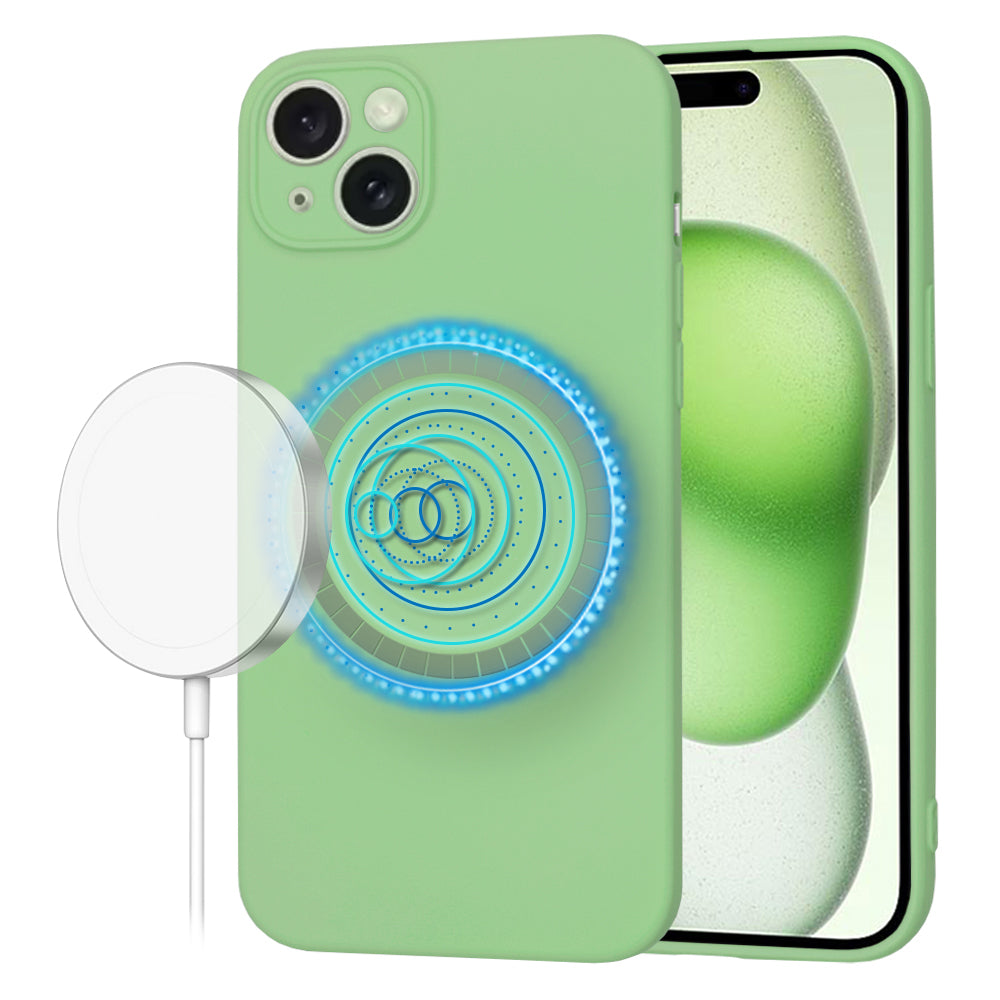 Coque MagSafe pour Apple iPhone 15 Plus, Techsuit, SoftFlex, Vert Clair