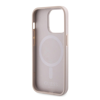 Coque MagSafe pour Apple iPhone 15 Pro, Guess, 4G Printed Stripes, Rose
