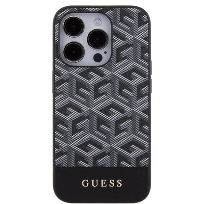 Coque MagSafe pour Apple iPhone 15 Pro, Guess, GCube Stripes, Noire
