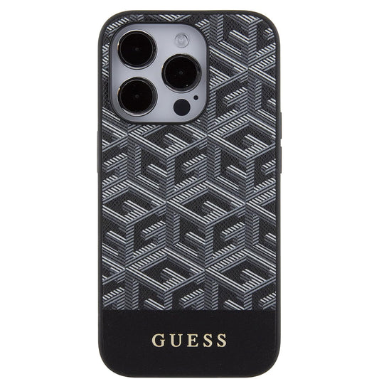 Coque MagSafe pour Apple iPhone 15 Pro, Guess, GCube Stripes, Noire