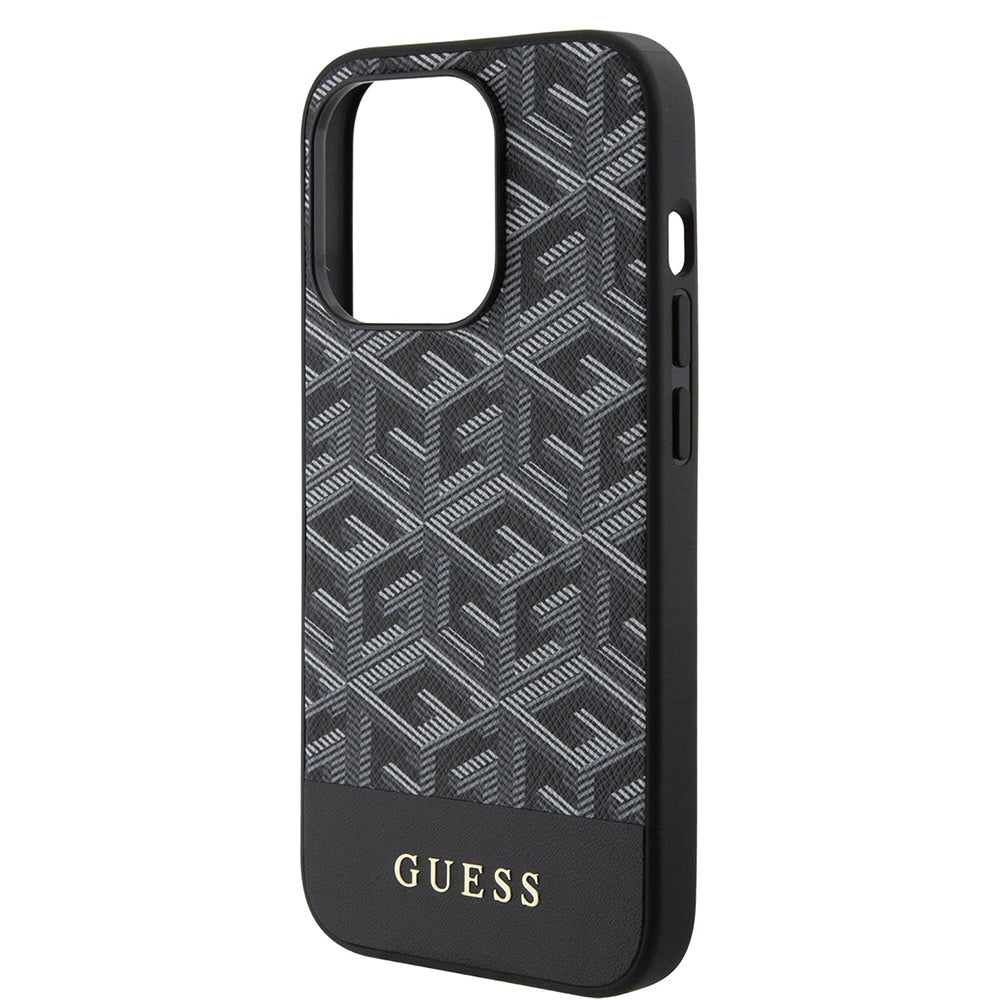 Coque MagSafe pour Apple iPhone 15 Pro, Guess, GCube Stripes, Noire