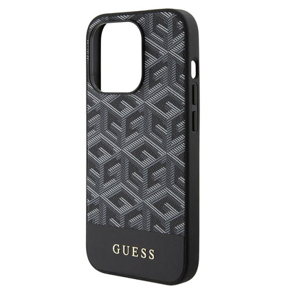 Coque MagSafe pour Apple iPhone 15 Pro, Guess, GCube Stripes, Noire